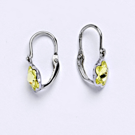 1 NK 1297 Dětské náušnice bílé zlato, krystal Swarovski barva Jonquil