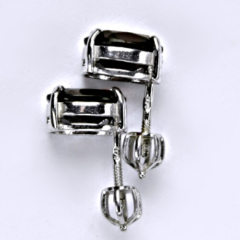 Zlaté náušnice, bílé zlato, přírodní granát 9x7 mm, NŠ 1244