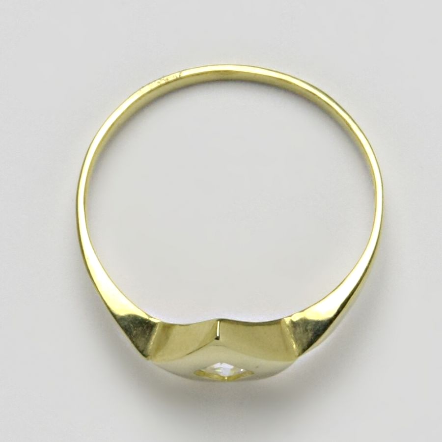 Zlatý prsten, čirý zirkon, žluté zlato, T  1118