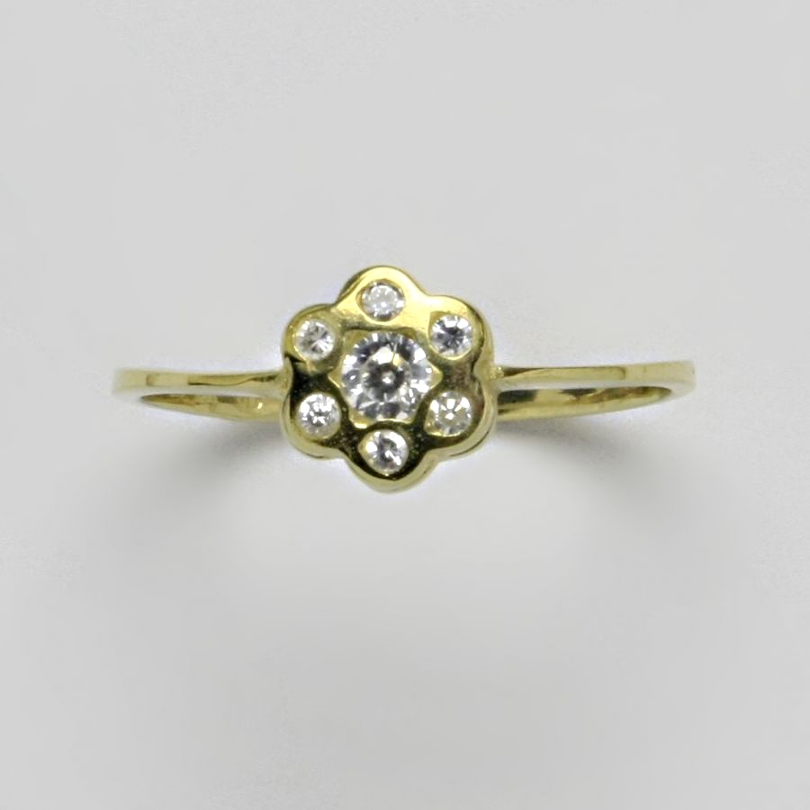 Zlatý prsten, čiré zirkony, žluté zlato, T 1135