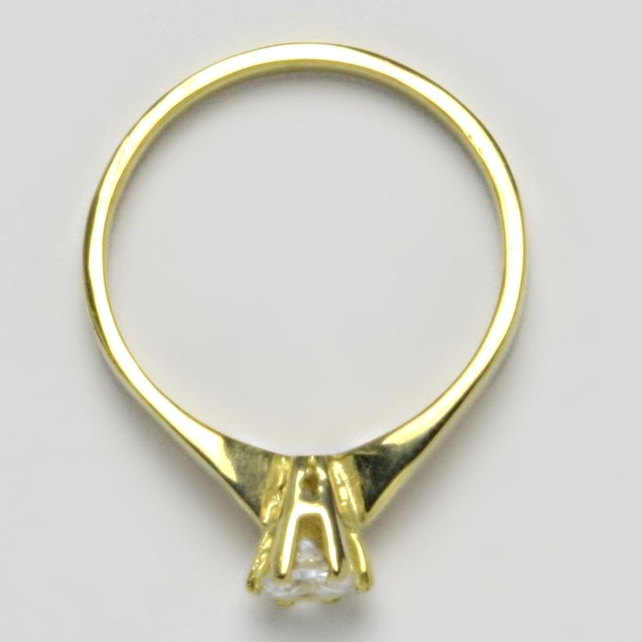 Prsten žluté zlato, čirý zirkon, T 1105