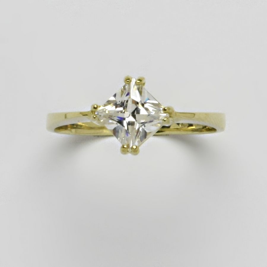 Prsten, žluté i bílé zlato, čirý zirkon - T 1257