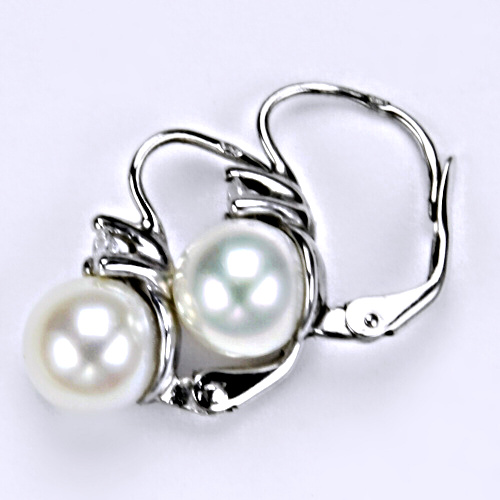 Stříbrné náušnice, přírodní perla bílá - VE 120