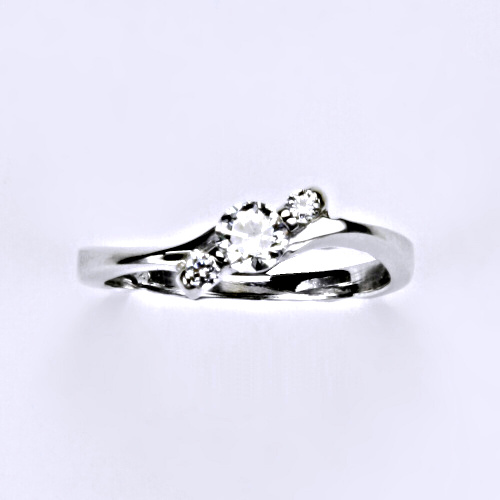 Prsten, prsteny, bílé zlato, zirkon čirý, VR 218