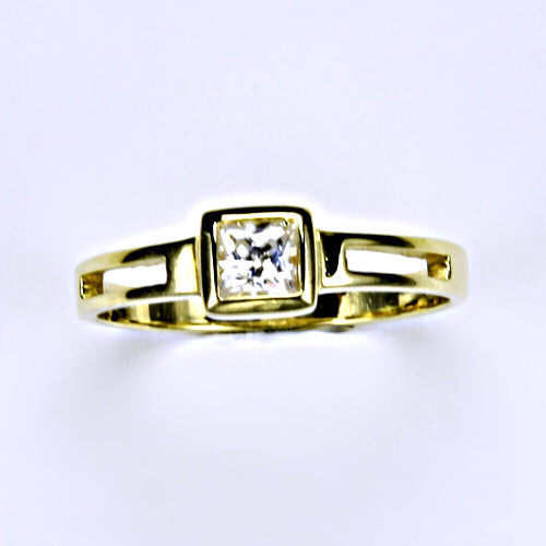 Prsten žluté zlato, zirkon, šperky zlaté VR 246