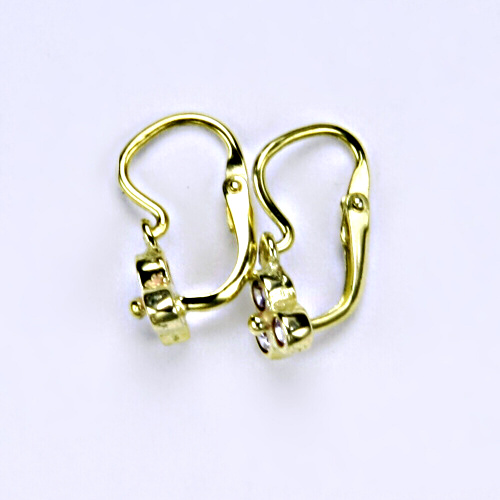 Dětské náušnice žluté zlato , čiré zirkony - VE 198