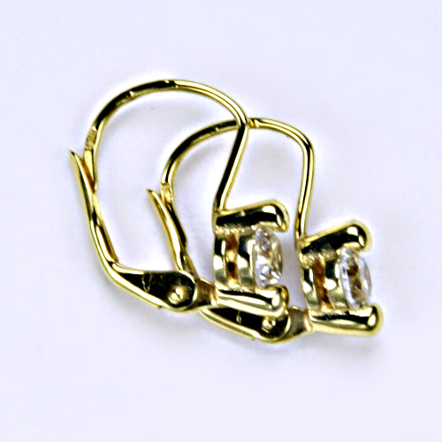 Zlaté náušnice, žluté i bílé zlato, čirý zirkon - VE 4