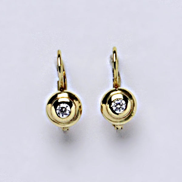 Náušnice žluté zlato zirkony, šperky zlaté,VE 133