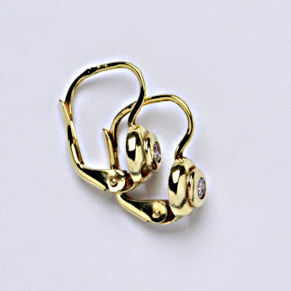 Náušnice žluté zlato zirkony, šperky zlaté,VE 133