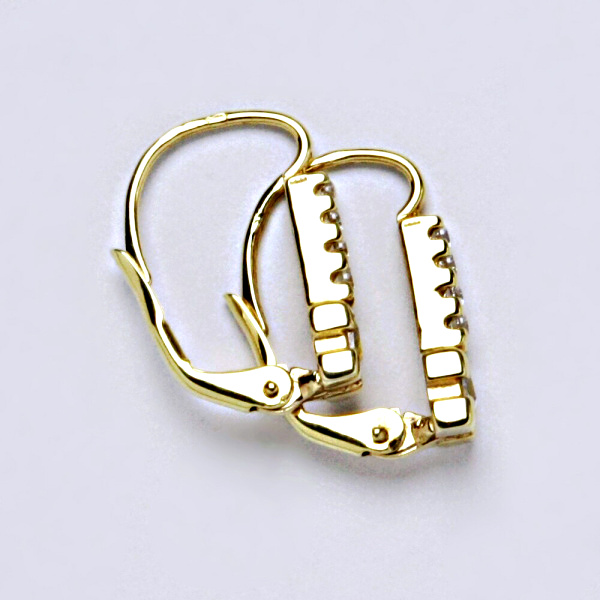 Náušnice žluté zlato zirkony, šperky zlaté VE 59