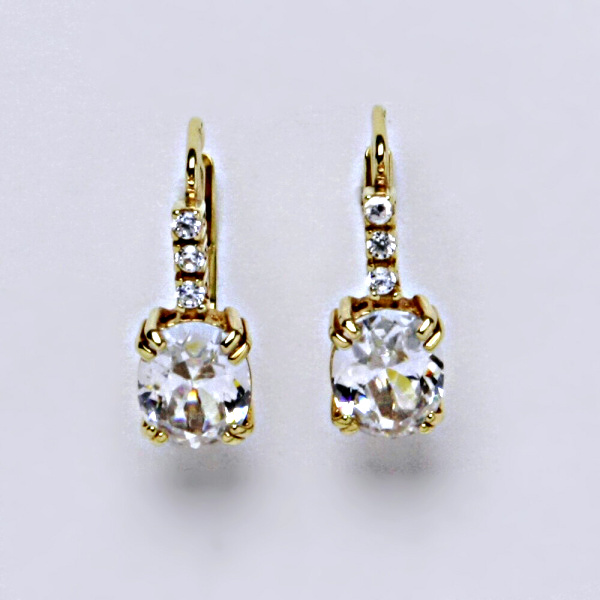 Zlaté náušnice, žluté i bílé zlato, čiré zirkony - VE 8