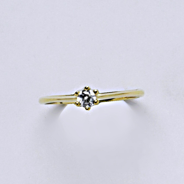 Prsten žluté zlato se zirkonem, šperky zlaté VR 324