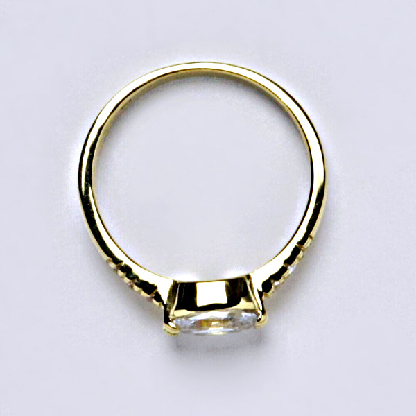 Prsten prsteny žluté zlato zirkon, VR 237