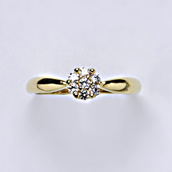 Prsten žluté zlato se zirkony, šperky zlaté VR 75