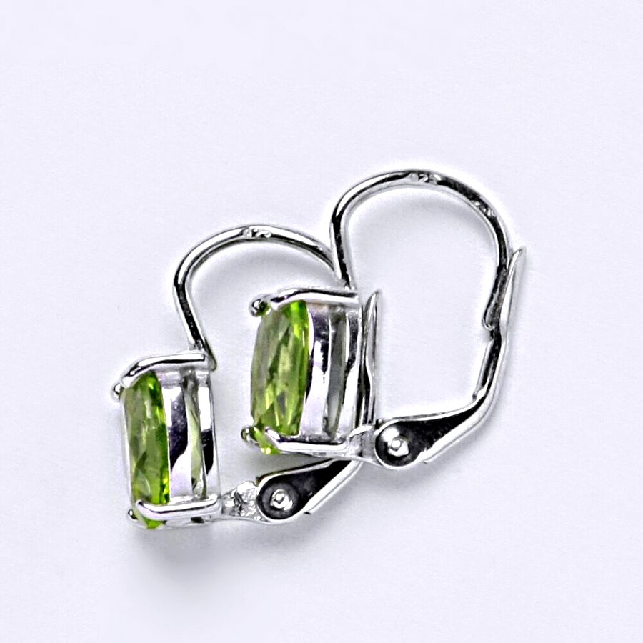 Zlaté náušnice, bílé i žluté zlato, přírodní olivín -  NK 1245