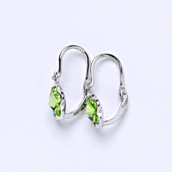 1 NK 1297 Dětské náušnice bílé zlato, krystal Swarovski peridot