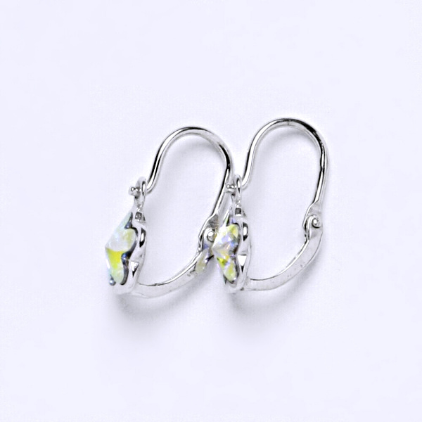 1 NK 1297 Dětské náušnice bílé zlato, krystal Swarovski AB