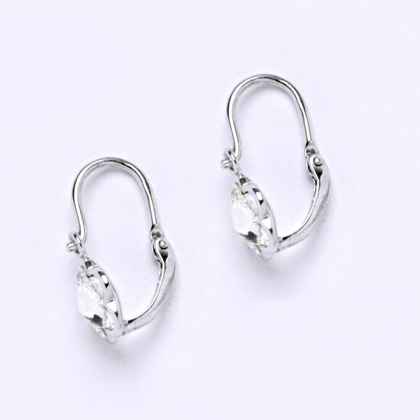 NK 1297 Dětské náušnice bílé zlato, krystal Swarovski čirý