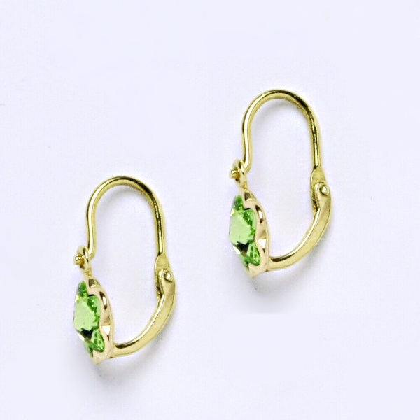 1 Nk 1297 Dětské náušnice žluté zlato, krystal Swarovski peridot