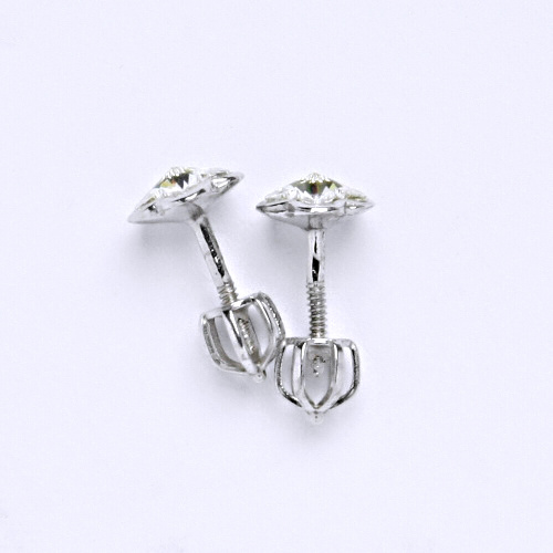 NŠ 1297 Zlaté náušnice na šroubek, bílé zlato, krystal Swarovski čirý