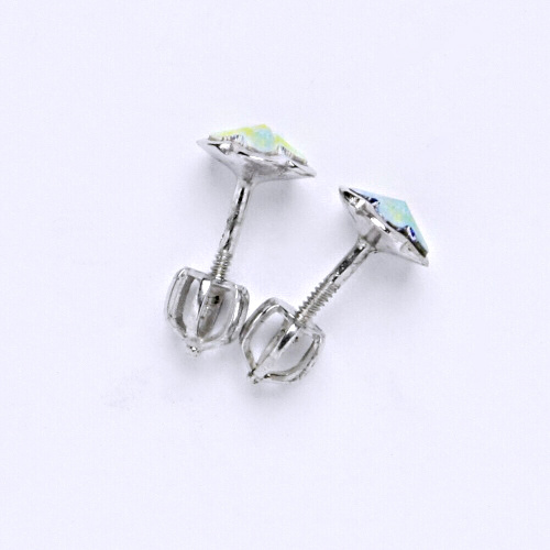 NŠ 1297 Zlaté náušnice na šroubek, bílé zlato, krystal AB Swarovski