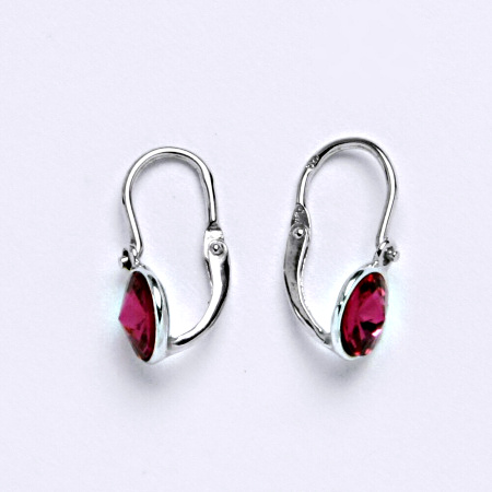 Dětské náušnice, bílé zlato, kolečka se Swarovski krystalem barva Fuchsie NK 1336