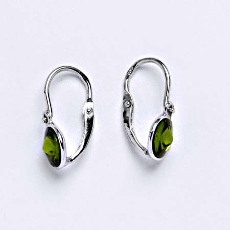Dětské náušnice, bílé zlato, kolečka se Swarovski krystalem barva olivín NK 1336