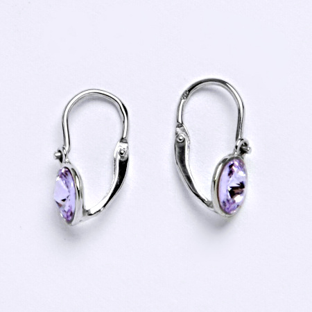 Dětské náušnice, bílé zlato, kolečka se Swarovski krystalem barva Violet NK 1336