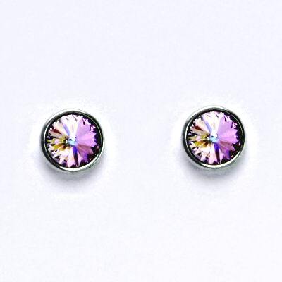 Zlaté náušnice na šroubek se Swarovski krystalem vitrail light, bílé zlato, NŠ 1336