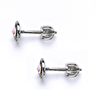 Zlaté náušnice na šroubek se Swarovski krystalem vitrail light, bílé zlato, NŠ 1336