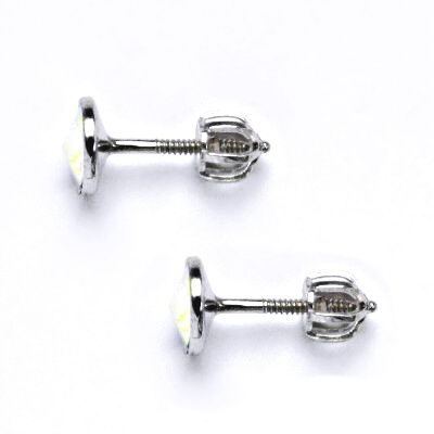 Zlaté náušnice na šroubek se Swarovski AB krystalem, bílé zlato, NŠ 1336