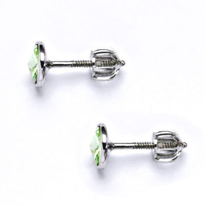 Zlaté náušnice na šroubek se Swarovski krystalem chryzolite, bílé zlato, NŠ 1336