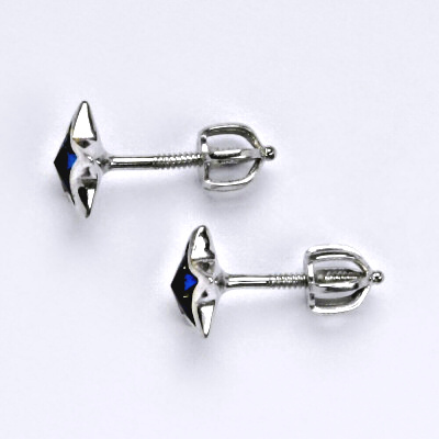 Zlaté náušnice se Swarovski krystalem bermuda blue, bílé zlato, hvězda, NŠ 1326