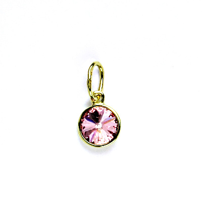 Zlatý přívěsek, Swarovski krystal light rose, žluté zlato - P 1336
