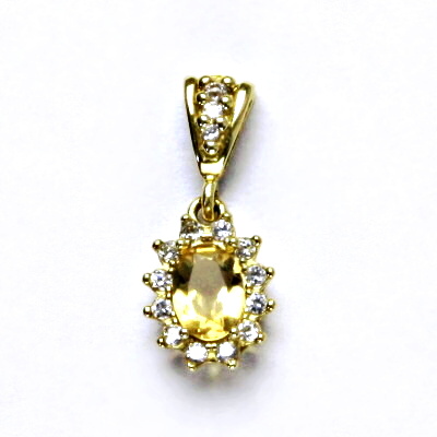 Zlatý přívěsek Kate, žluté zlato, přírodní citrín pálený, čiré zirkony, P 1480