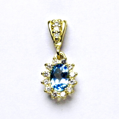 Zlatý přívěsek Kate, žluté zlato, přírodní topaz swiss, čiré zirkony, P 1480 