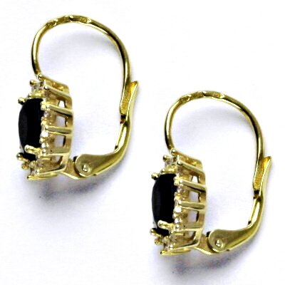 Zlaté náušnice Kate, žluté i bílé zlato, přírodní granát, čiré zirkony, NK 1480 