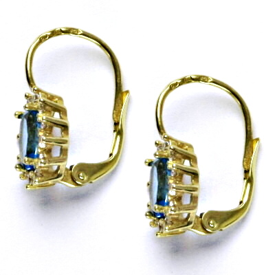 Zlaté náušnice Kate, žluté i bílé zlato, přírodní topaz swiss, čiré zirkony, NK 1480 