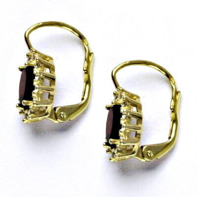 Zlaté náušnice Kate, žluté i bílé zlato, přírodní spinel černý (pleonast), čiré zirkony, NK 1480