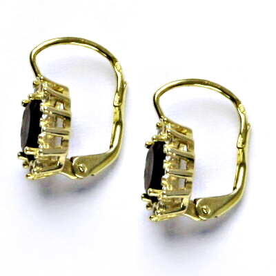 Zlaté náušnice Kate, žluté i bílé zlato, přírodní záhněda, náušnice ze zlata, NK 1480