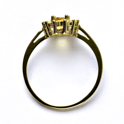 Zlatý prsten Kate, žluté i bílé zlato, přírodní citrín pálený, čiré zirkony - T 1480