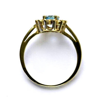 Zlatý prsten Kate, žluté i bílé zlato, přírodní topaz sky, čiré zirkony - T 1480 