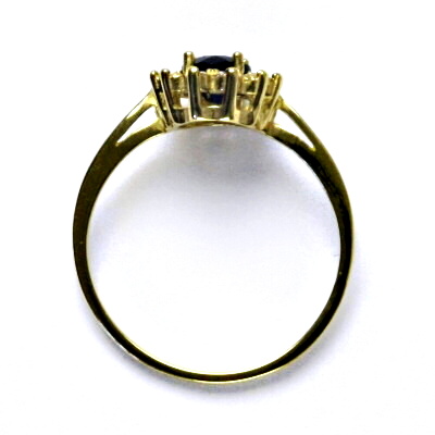 Zlatý prsten Kate, žluté i bílé zlato, přírodní černý spinel (pleonast), čiré zirkony - T 1480 