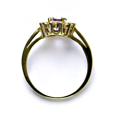 Zlatý prsten Kate, žluté i bílé zlato, přírodní ametyst světlý, čiré zirkony - T 1480 