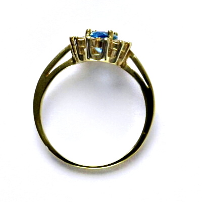 Zlatý prsten, Kate, žluté i bílé zlato, přírodní topaz swiss, čiré zirkony - T 1480 