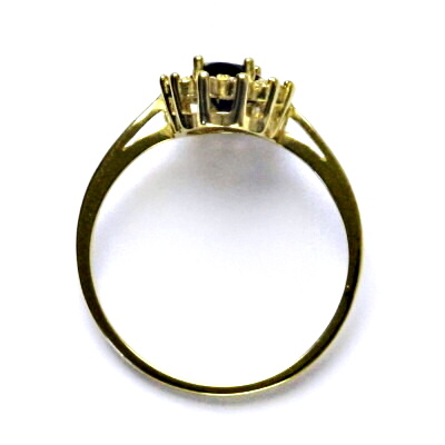 Zlatý prsten Kate, žluté i bílé zlato, přírodní granát, čiré zirkony - T 1480 