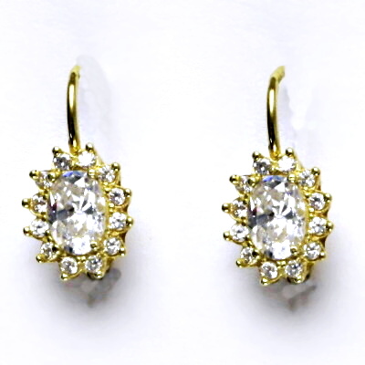Zlaté náušnice Kate, žluté i bílé zlato, čirý zirkon, náušnice ze zlata, NK 1480