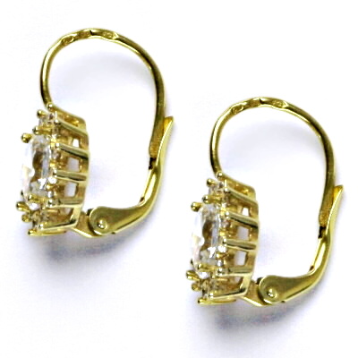 Zlaté náušnice Kate, žluté i bílé zlato, čirý zirkon, náušnice ze zlata, NK 1480