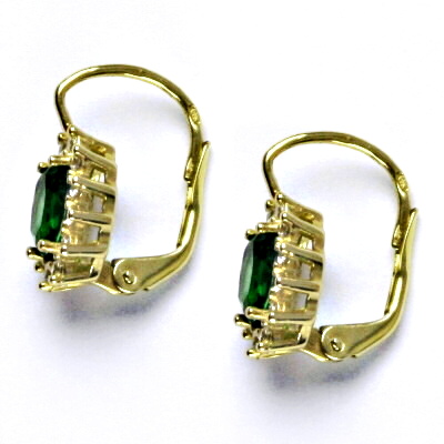 Zlaté náušnice Kate, žluté i bílé zlato, zirkon emerald, náušnice ze zlata, NK 1480
