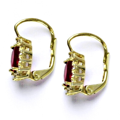 Zlaté náušnice Kate, žluté i bílé zlato, syntetický rubín, náušnice ze zlata, NK 1480 